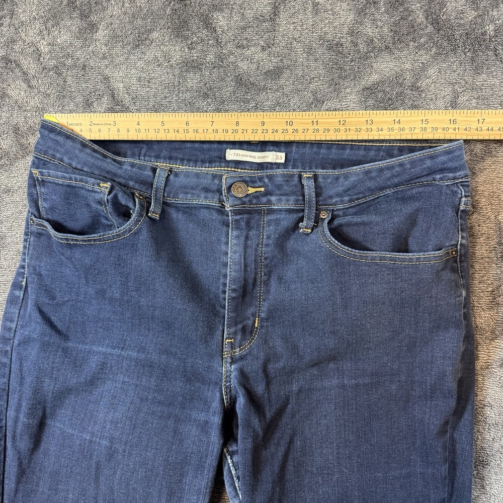 LEVI'S Womens 721 High Rise Skinny Jeans Size 33 Blue - Picture 2 of 13
